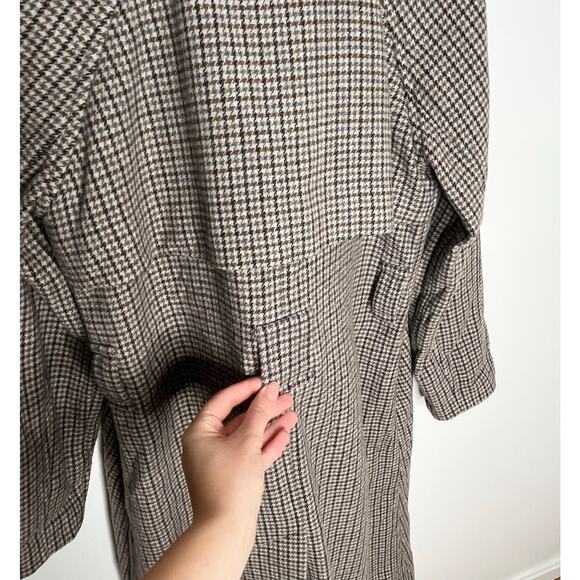 Everlane Recycled Wool Trench Coat Womens XS Gray Brown Houndstooth No Belt - Picture 11 of 12